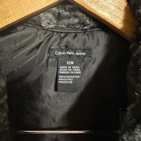 Calvin Klein Jeans Baby Girl Black&Grey Zebra Faux Winter Dress Coat Size 12m - Picture 5 of 5